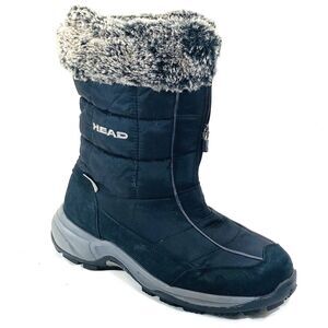 Head Quilted Puffer Boots Waterproof M 7.5 8 Sherpa Winter Snowboard Black RARE